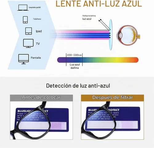 Vista 4 de Lentes de gran tamaño con bloqueo de luz azul para mujer, lectura en computadora, antirreflejos, reducen la fatiga ocular