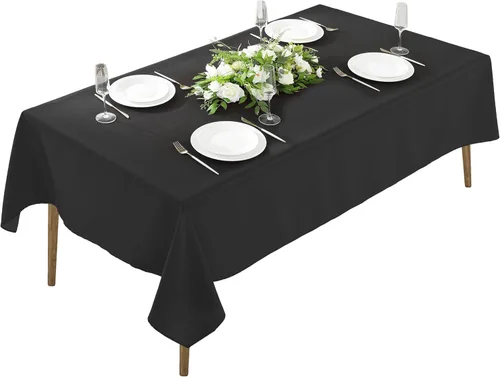 Vista 23 de Paquete de 2 Manteles Redondos de 120 Pulgadas de Carbón, Mantel de Poliéster Lavable para Uso en el Hogar, Fiestas, Bodas o Restaurantes. Gris