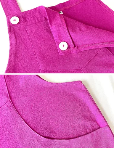 Vista 4 de AMEBELLE Overol suelto de lino de algodón para mujer, sin mangas, con tirantes ajustables, pierna ancha con bolsillos