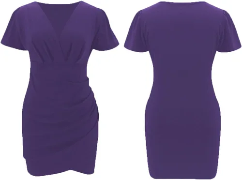 Vista 3 de LYANER Vestido corto de cóctel de manga corta con cuello en V para mujer