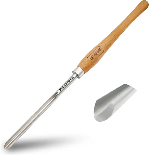 Vista 9 de Gubia de tazón de 1/2 " para torno de madera, herramientas de torneado de madera M2 Cryo HSS con mango de madera de haya (1/2 pulgada) Beech Wood