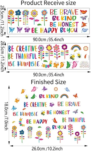 Vista 5 de Calcomanía de pared inspiradora con texto en inglés «Be Kind Be Creative extraíble» con texto en inglés «Be Kind Be Creative» con texto en inglés