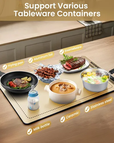 Vista 3 de Gardon Tapete de calentamiento para alimentos – Calentadores de alimentos de 18 x 11 pulgadas para fiestas, bufé, bandeja calentadora eléctrica