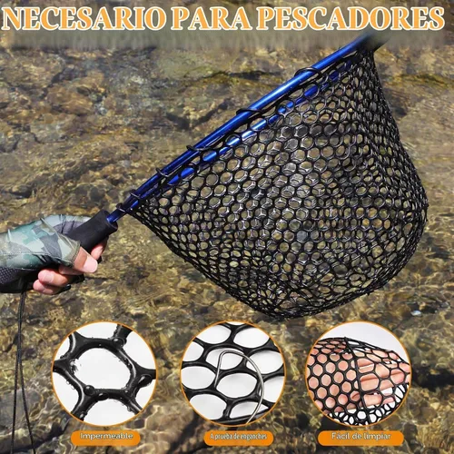 Vista 6 de Dovesun Red de Pesca de Goma, Red de Reemplazo Sin Mango, Redes de Pesca Transparentes Negras para Pesca de Mosca, Bolsa de Red de Aterrizaje