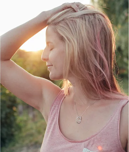 Vista 5 de Collar de plata de ley con 3 círculos, collares para abuela, madre e hija, collar familiar, regalo para la abuela
