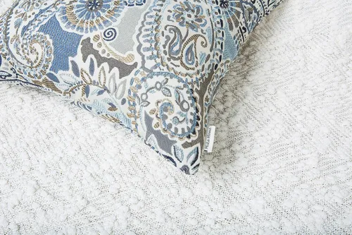 Vista 5 de Mika Home Paquete de 2 Fundas de Almohadas Decorativas Fundas de Cojines, Patrón Paisley, 18X18 Pulgadas, Azul Marrón Crema Multicolor