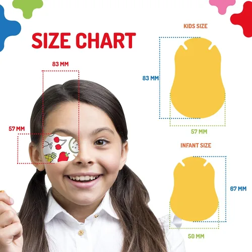 Vista 3 de Opthopatch Parches para ojos para niños, adhesivo extra sensible, colorea tu propio parche, 40 unidades + 1 tabla de recompensas