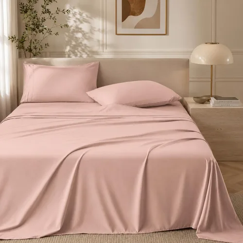 Vista 37 de ROSE&RISY Juego de sábanas tamaño King color lavanda claro, juego de sábanas suaves de 4 piezas, transpirable y refrescante, incluye 1 sábana 11