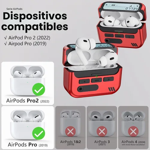 Vista 2 de Funda para AirPods Pro 2 con bloqueo de seguridad, color rojo