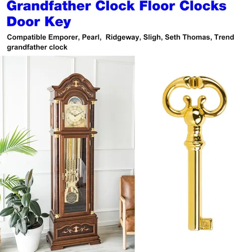 Vista 2 de Llave de reloj para puerta de abuelo, repuesto Ridgeway Grandfather, Sligh, Pearl, Seth, Thomas, Howard Miller Grandfather Clock Key adecuada