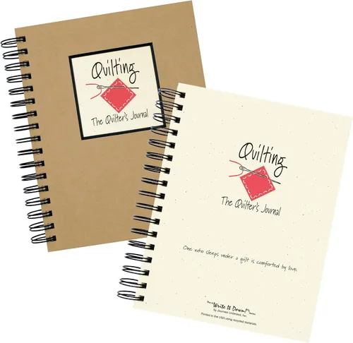 Vista 2 de Write it Down Series by Journals Unlimited, Guided Journal, Quilting, The Quilters Journal, tamaño completo 7.5 x 9 pulgadas, tapa dura de Kraft