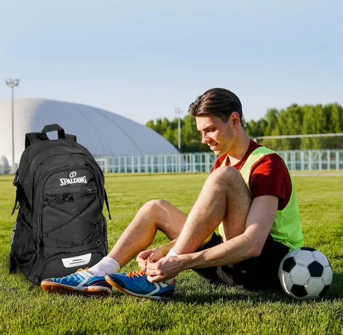 Vista 5 de Mochila de Fútbol Spalding, Bolsa Deportiva con Compartimento para Balones y Zapatos, Uso para Bolsas de Atletismo, Balón Deportivo de Baloncesto