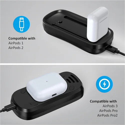 Vista 9 de HONKID Estación de carga inalámbrica para Magic Mouse 2, teléfono móvil QI y AirPods, carga de doble cara, base de carga inalámbrica 3 en 1, cable