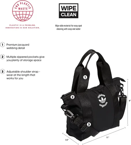 Vista 2 de adidas Originals Mini bolso bandolera de mano, negroblanco, talla única, NegroBlanco, Mini bolso bandolera