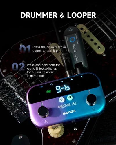Vista 5 de MOOER Amplificador de auriculares con procesador multiefectos M1, pedales de guitarra bajo con 128 modelos de efectos de guitarra, 21 modelos