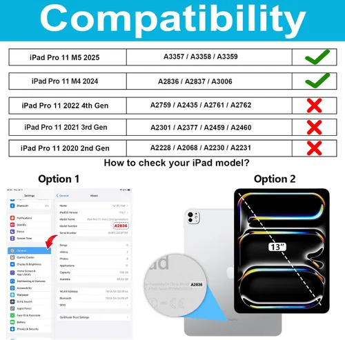 Vista 2 de Funda para iPad Pro 11 M5 2025/M4 2024: Funda protectora para iPad Pro de 11 pulgadas 5ª generación con protector de pantalla, soporte, asa y correa