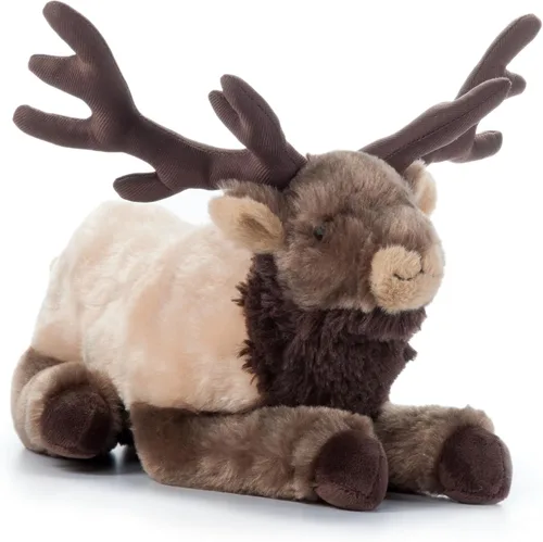 Vista 3 de The Petting Zoo Peluche de alce, regalos para niños, animales salvajes del zoológico Onez, juguete de peluche de alce de 12 pulgadas