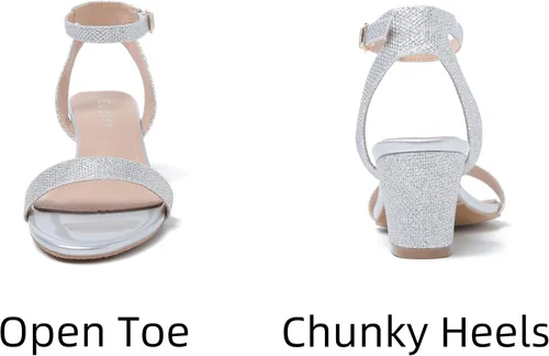 Vista 6 de Sandalias de tacón grueso con correa de tobillo y puntera abierta para mujer, cómodas sandalias de vestir para uso diario, para fiestas, sandalias