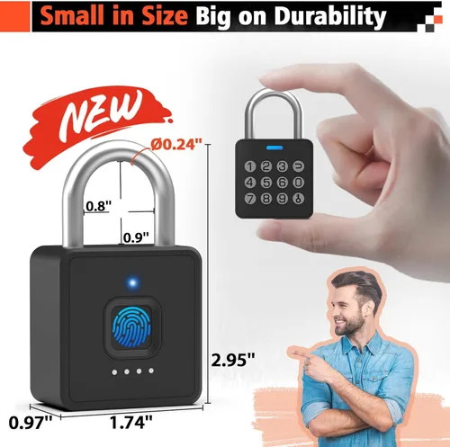 Vista 7 de Eseesmart Cerradura de casillero de huellas dactilares con código, candado de combinación inteligente de huellas dactilares biométricas sin llave
