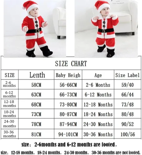 Vista 7 de OLLULL Disfraces de Papá Noel para bebé, 4 piezas, unisex, trajes de Navidad para niñas (2-6 meses)