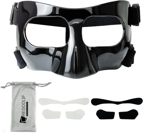 Vista 5 de Protector de nariz para nariz rota, máscaras protectoras para baloncesto y deportes de fútbol, máscara facial ajustable con acolchado de espuma