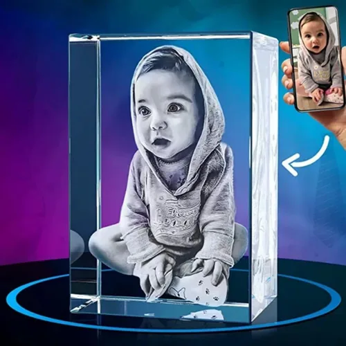 Vista 9 de Marco de fotos de cristal personalizado para amantes de la familia, álbum de fotos, marco de fotos láser con base LED para boda (2.0 x 2.0 x 3.1 in)