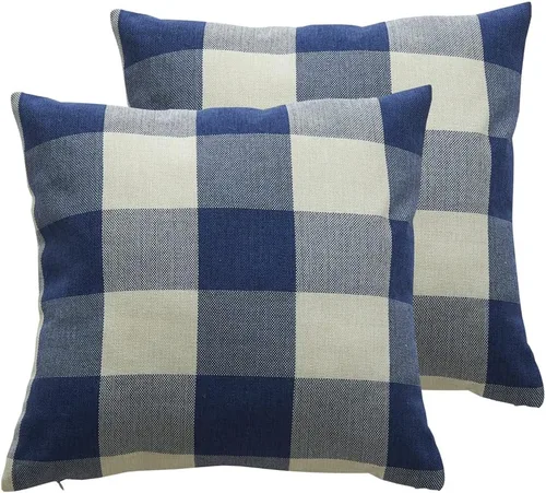 Vista 8 de HOPLEE Juego de 2 fundas de almohada de 22 x 22 pulgadas, fundas de almohada decorativas a cuadros de búfalo blanco y negro