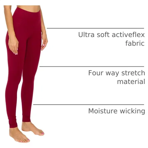 Vista 4 de Leggings Depot ActiveFlex - Leggings activos de cintura alta para mujer, cintura de 5 pulgadas, disponibles en tallas grandes Borgoña