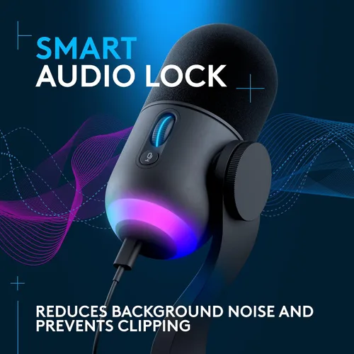 Vista 5 de Logitech G Yeti GX - Micrófono dinámico RGB para juegos, micrófono para podcast con LIGHTSYNC, Blue VO!CE, control G HUB, USB Plug and Play - Negro