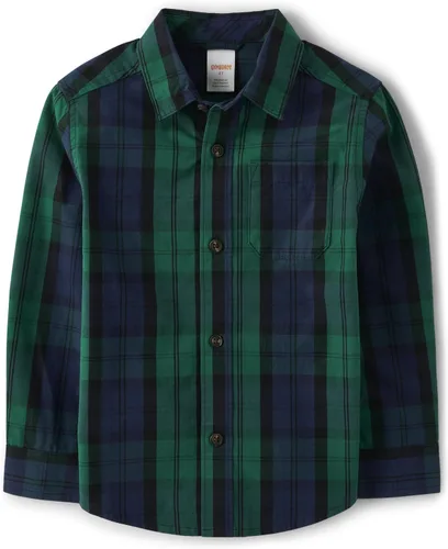Vista 23 de Gymboree Camisa de manga larga con botones para niños y niños pequeños Rojo