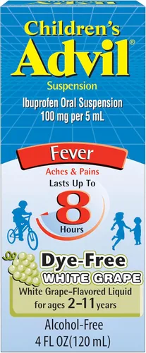 Vista 16 de Advil Analgésico infantil y reductor de fiebre, ibuprofeno infantil sin tintes para aliviar el dolor, ibuprofeno líquido para niños, uva blanca, 4