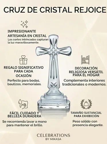 Vista 8 de Mikasa Celebrations Rejoice Cruz de Cristal de Vidrio, 9 Pulgadas, 2.56" x 4.13", Transparente