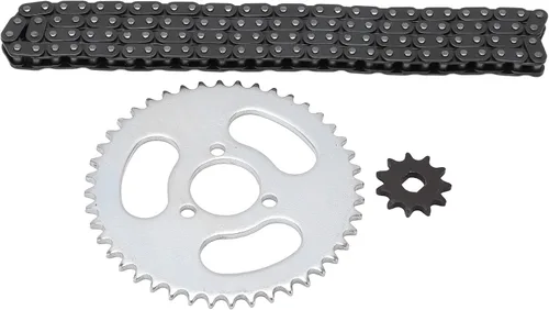 Vista 2 de RiToEasysports T8F - Cadena de piñón delantero y trasero, juego de piñones de cadena de motor de acero para karts modificados, cuatrimotos y mini