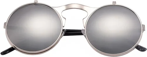Vista 5 de COASION Gafas de sol redondas vintage para hombres y mujeres, jóvenes, círculo, steampunk, disfraz