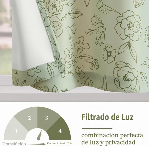 Vista 4 de Jinchan - Cenefa floral para cocina, cortina de privacidad para ventanas de 16 pulgadas, estilo rústico de casa de campo, para sala de estar Verde