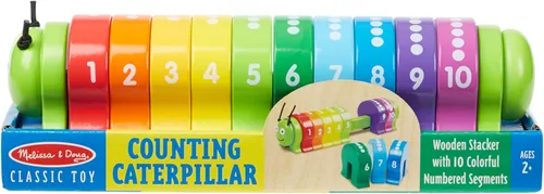 Vista 6 de Melissa & Doug Oruga para contar - Clásico juguete de madera con 10 segmentos de colores numerados