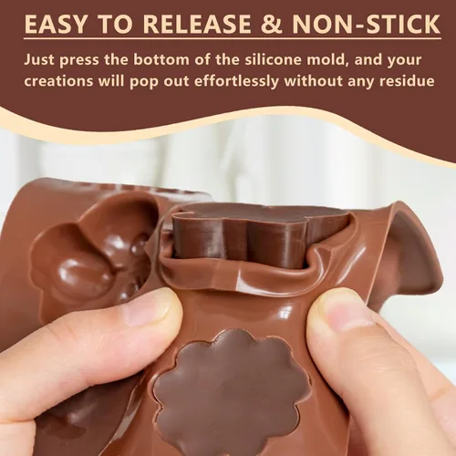 Vista 4 de WARM TIME Juego de 6 moldes de silicona para chocolate, moldes antiadherentes de grado alimenticio, moldes de cocina para chocolate, dulces