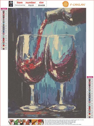 Vista 4 de F-CANLAN Juego de pintura de diamante redondo de taladro completo 5D, kit de arte de diamantes de vino tinto, pintura de diamantes por números