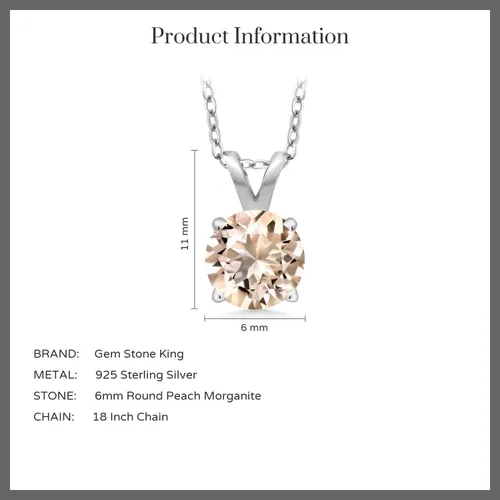 Vista 175 de Gem Stone King Collar con colgante solitario de plata de ley 925 de 0.236 in con piedra natal redonda Collar de 4 puntas para mujer Con cadena