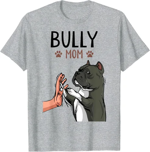 Vista 50 de American Bully Mom Cute Dog Mama Camiseta divertida para mujer, Blanco, S