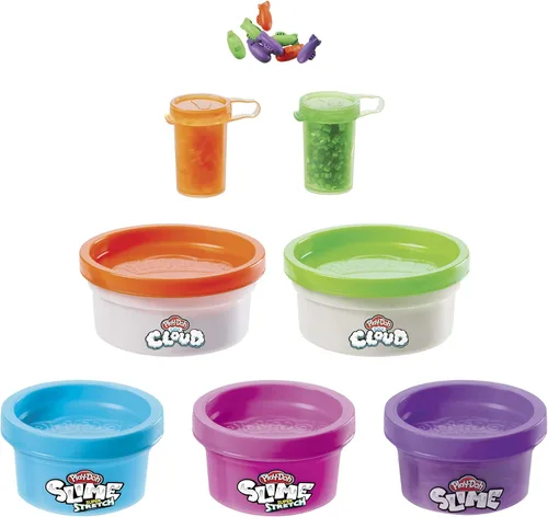 Vista 2 de Play-Doh Nickelodeon Slime Rockin' Kit de Mix-ins para niños de 4 años en adelante con 5 colores y 3 variedades de cuentas Mix-in, no tóxico