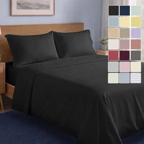 Vista 38 de LANE LINEN - Juego de 2 sábanas de fibras largas 100 % algodón orgánico, percal de fibras largas, ultrasuave y transpirable, para colchones de hasta