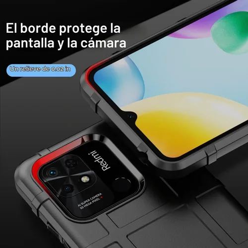 Vista 4 de CCSmall Funda para Xiaomi Redmi 10A Resistente Protección A Prueba De Negro