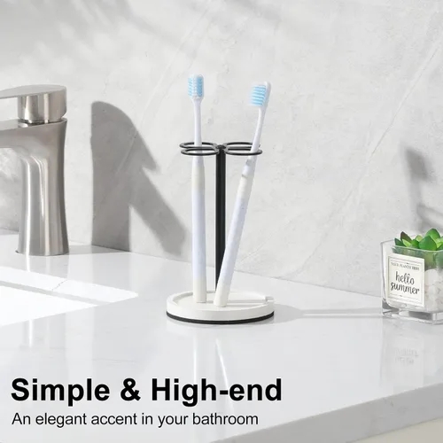 Vista 5 de Luxspire Soporte para cepillos de dientes, organizador de cepillos de dientes de acero inoxidable con base de tierra de diatomeas, soporte