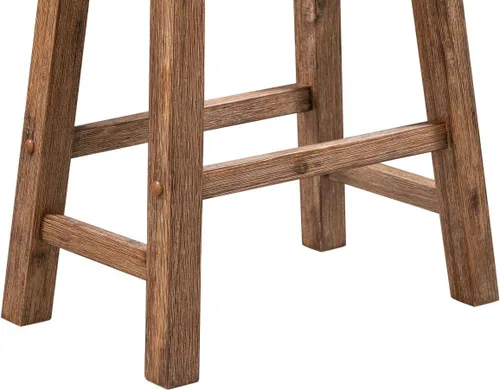 Vista 7 de Boraam Sonoma Taburetes de Bar de Cocina tipo Silla de Montar sin Respaldo - Madera de Granero con Acabado Cepillado - Juego de 2