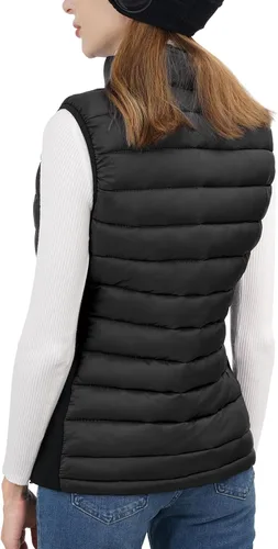 Vista 6 de Loowoko Chaleco acolchado para mujer, chaleco corto de moda de invierno, ligero, sin mangas, cálido, chaleco acolchado, abrigo acolchado