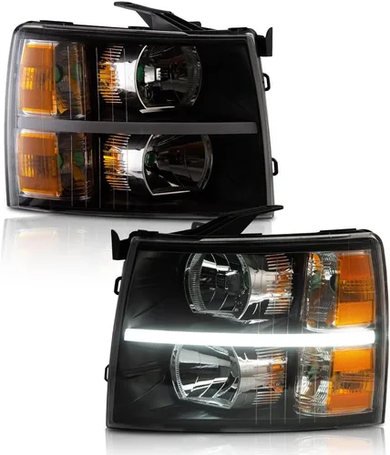 Vista 34 de G-PLUS Conjunto de faros, compatible con Chevy Silverado 2007 2008 2009 2010 2011 2012 2013 2014 Chevy Silverado parachoques faro, lente