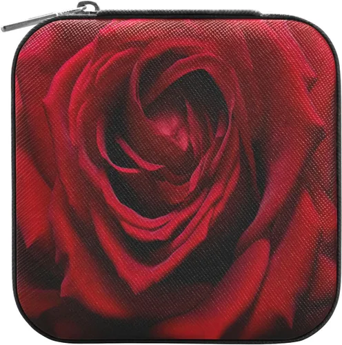 Vista 2 de Flradish Rose Travel Jewelry Case PU Leather Mini Jewelry Travel Case Portable Travel Jewellery Ring Organizer for Womens Rings Earrings Necklaces