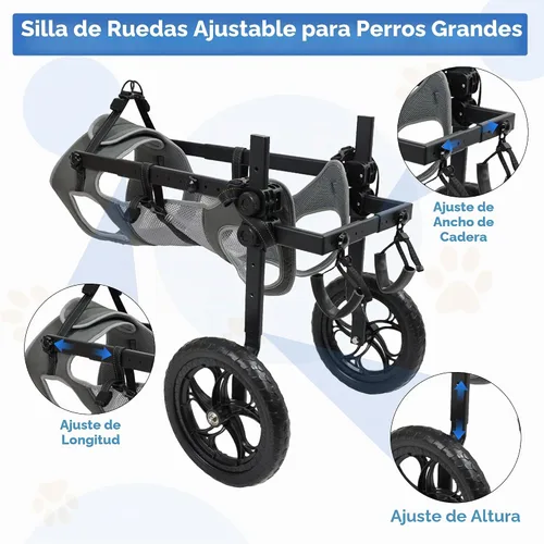 Vista 3 de Snugrance Silla de ruedas grande para perros para patas traseras, carrito de soporte ajustable para silla de ruedas con arnés de malla de aire