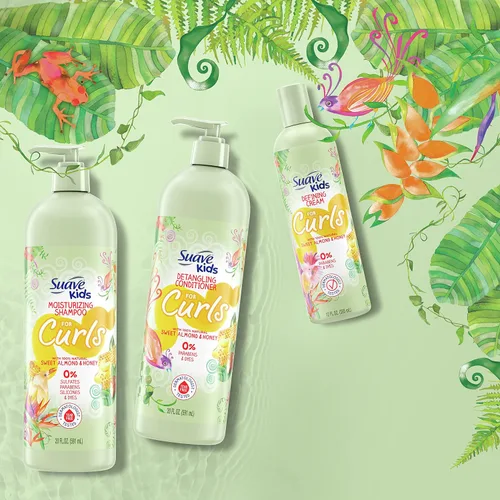 Vista 10 de Suave Kids Naturals Champú para rizos infantiles, sin sulfatos, almendra dulce y miel, probado por dermatólogos, sin desgarros, 20 onzas